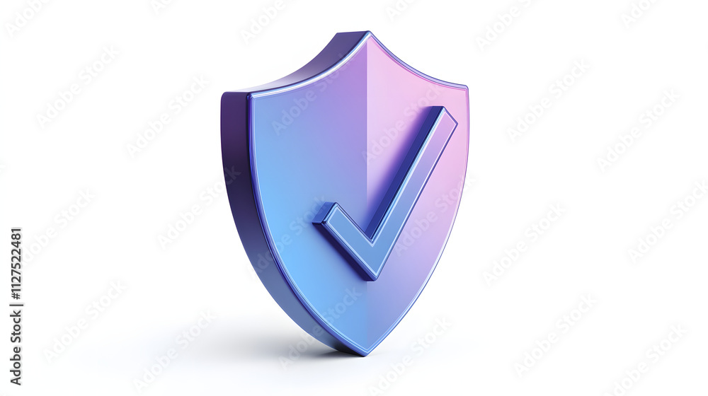 cartoon 3d Icon safety shield check mark perspective . Blue and purple symbol security safety icon. Checkmark in minimalistic style. 3d vector illustration. white background cartoon 3d Icon safety shield check mark perspective . Blue and purple symbol security safety icon. Checkmark in minimalistic style. 3d vector illustration. white background