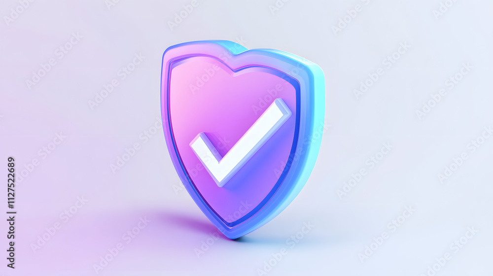 cartoon 3d Icon safety shield check mark perspective . Blue and purple symbol security safety icon. Checkmark in minimalistic style. 3d vector illustration. white background cartoon 3d Icon safety shield check mark perspective . Blue and purple symbol security safety icon. Checkmark in minimalistic style. 3d vector illustration. white background