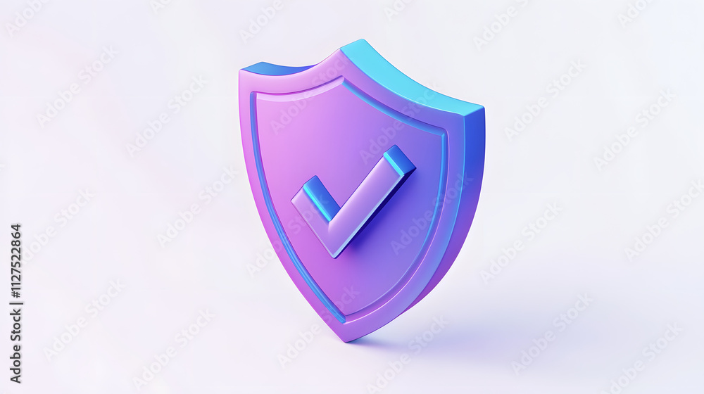 cartoon 3d Icon safety shield check mark perspective . Blue and purple symbol security safety icon. Checkmark in minimalistic style. 3d vector illustration. white background cartoon 3d Icon safety shield check mark perspective . Blue and purple symbol security safety icon. Checkmark in minimalistic style. 3d vector illustration. white background