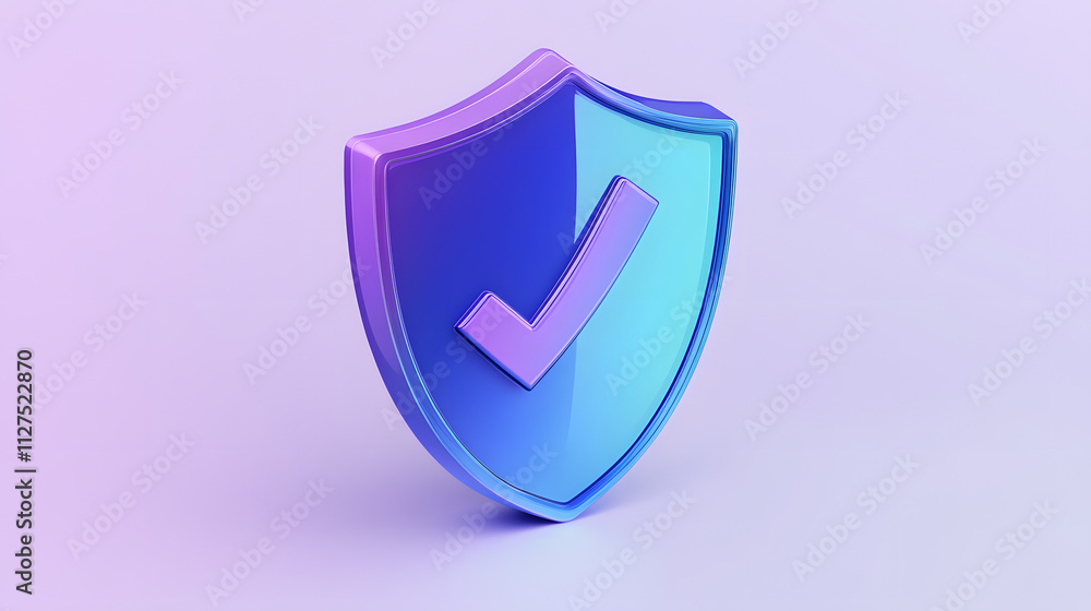 cartoon 3d Icon safety shield check mark perspective . Blue and purple symbol security safety icon. Checkmark in minimalistic style. 3d vector illustration. white background cartoon 3d Icon safety shield check mark perspective . Blue and purple symbol security safety icon. Checkmark in minimalistic style. 3d vector illustration. white background