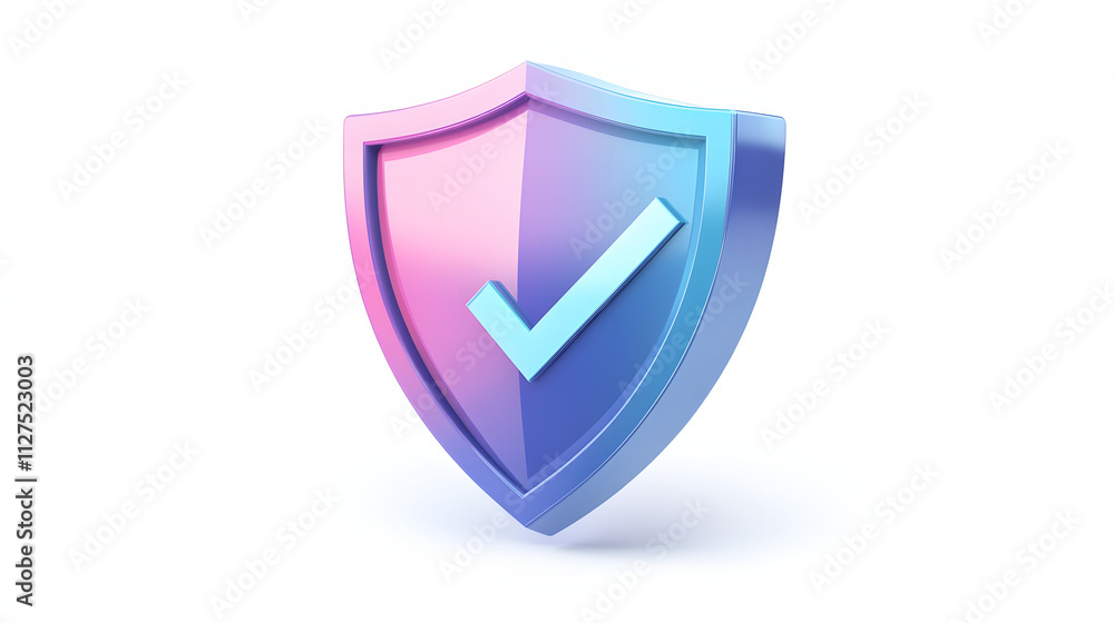 cartoon 3d Icon safety shield check mark perspective . Blue and purple symbol security safety icon. Checkmark in minimalistic style. 3d vector illustration. white background cartoon 3d Icon safety shield check mark perspective . Blue and purple symbol security safety icon. Checkmark in minimalistic style. 3d vector illustration. white background