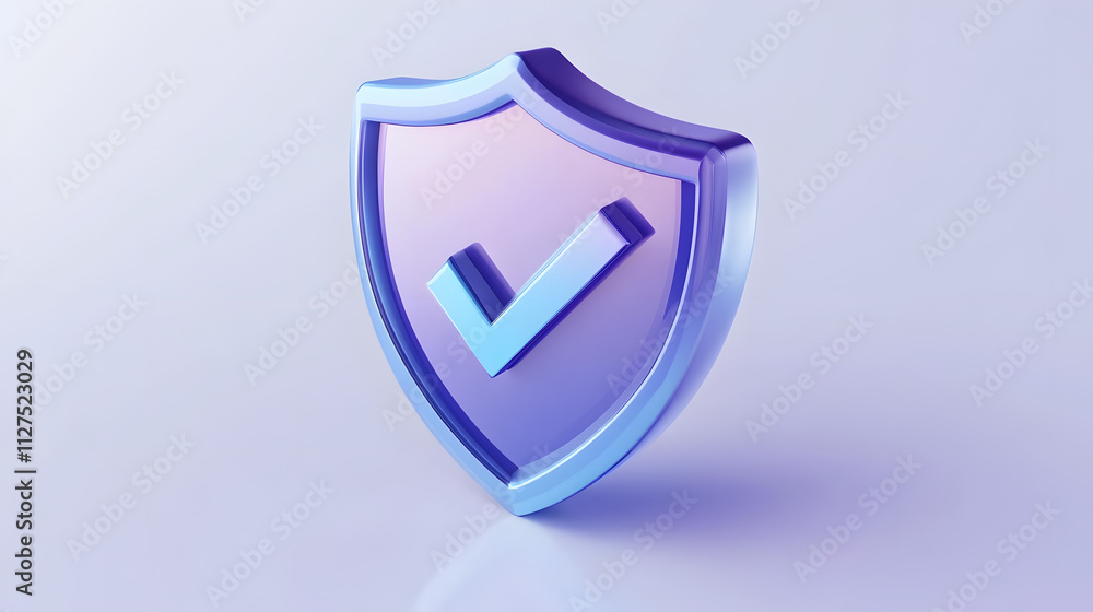 cartoon 3d Icon safety shield check mark perspective . Blue and purple symbol security safety icon. Checkmark in minimalistic style. 3d vector illustration. white background cartoon 3d Icon safety shield check mark perspective . Blue and purple symbol security safety icon. Checkmark in minimalistic style. 3d vector illustration. white background
