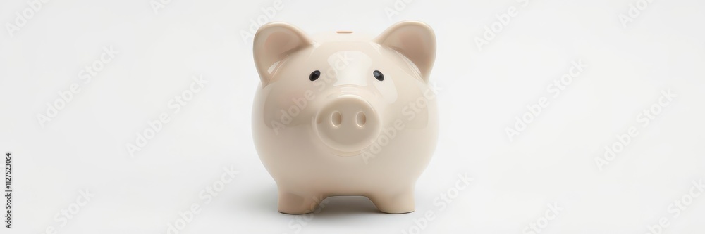 Single ceramic piggy bank with a shiny finish, isolated on a white background, wealth, money Single ceramic piggy bank with a shiny finish, isolated on a white background, wealth, money