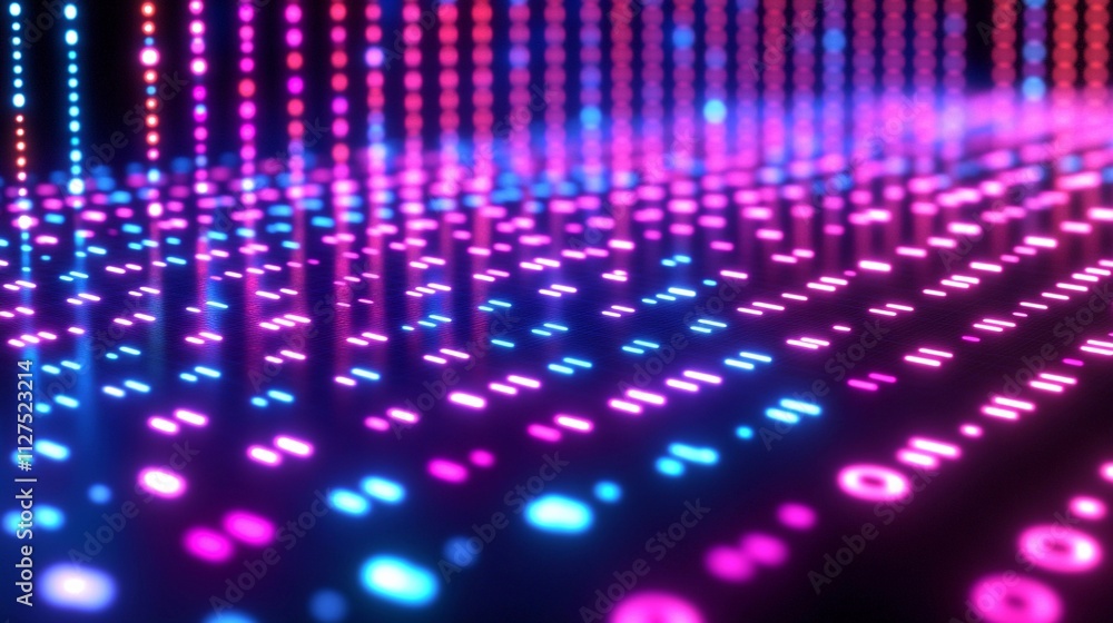 Obraz premium Vibrant colorful lights create a dynamic display of patterns in a digital environment