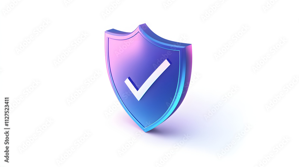 cartoon 3d Icon safety shield check mark perspective . Blue and purple symbol security safety icon. Checkmark in minimalistic style. 3d vector illustration. white background cartoon 3d Icon safety shield check mark perspective . Blue and purple symbol security safety icon. Checkmark in minimalistic style. 3d vector illustration. white background
