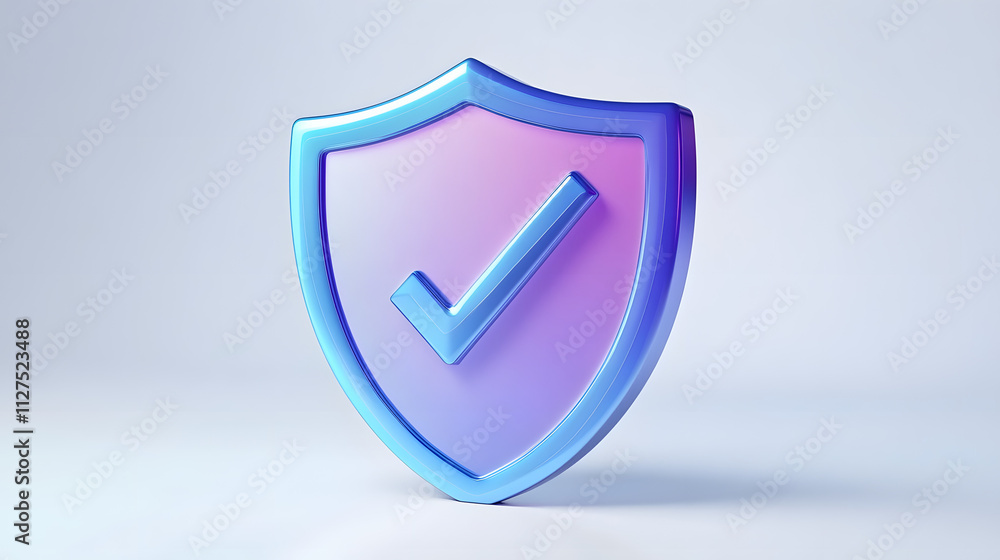 cartoon 3d Icon safety shield check mark perspective . Blue and purple symbol security safety icon. Checkmark in minimalistic style. 3d vector illustration. white background cartoon 3d Icon safety shield check mark perspective . Blue and purple symbol security safety icon. Checkmark in minimalistic style. 3d vector illustration. white background