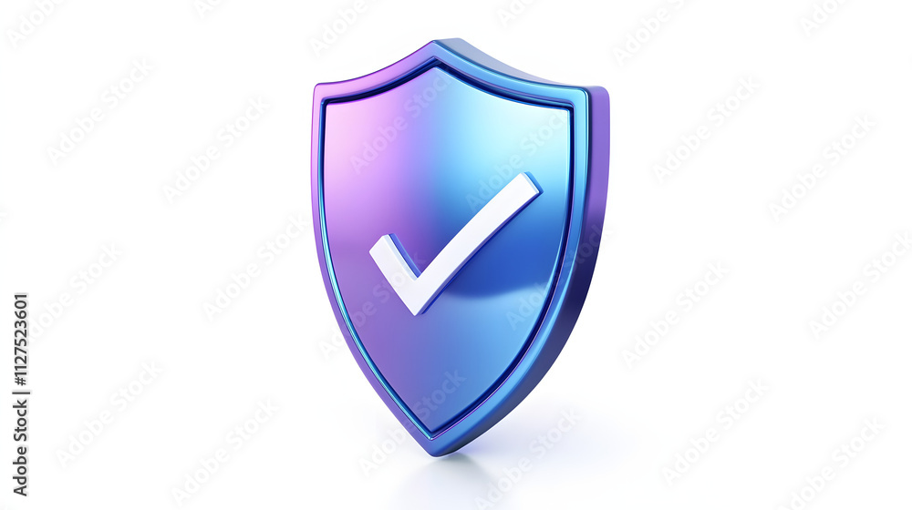 cartoon 3d Icon safety shield check mark perspective . Blue and purple symbol security safety icon. Checkmark in minimalistic style. 3d vector illustration. white background cartoon 3d Icon safety shield check mark perspective . Blue and purple symbol security safety icon. Checkmark in minimalistic style. 3d vector illustration. white background