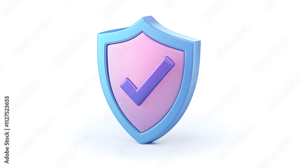 cartoon 3d Icon safety shield check mark perspective . Blue and purple symbol security safety icon. Checkmark in minimalistic style. 3d vector illustration. white background cartoon 3d Icon safety shield check mark perspective . Blue and purple symbol security safety icon. Checkmark in minimalistic style. 3d vector illustration. white background