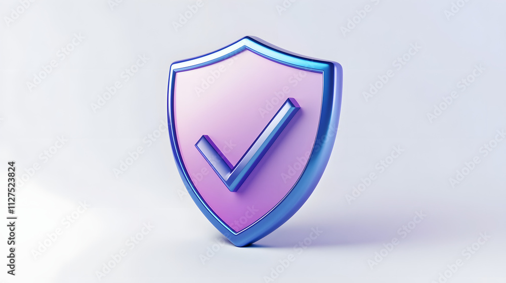 cartoon 3d Icon safety shield check mark perspective . Blue and purple symbol security safety icon. Checkmark in minimalistic style. 3d vector illustration. white background cartoon 3d Icon safety shield check mark perspective . Blue and purple symbol security safety icon. Checkmark in minimalistic style. 3d vector illustration. white background