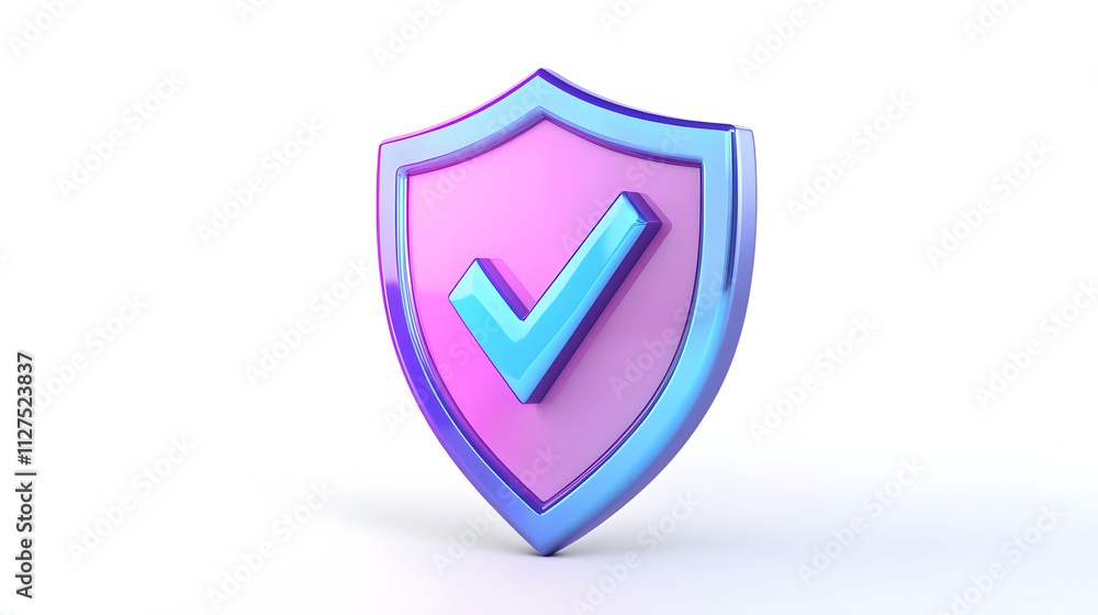 cartoon 3d Icon safety shield check mark perspective . Blue and purple symbol security safety icon. Checkmark in minimalistic style. 3d vector illustration. white background cartoon 3d Icon safety shield check mark perspective . Blue and purple symbol security safety icon. Checkmark in minimalistic style. 3d vector illustration. white background
