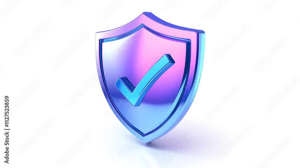cartoon 3d Icon safety shield check mark perspective . Blue and purple symbol security safety icon. Checkmark in minimalistic style. 3d vector illustration. white background cartoon 3d Icon safety shield check mark perspective . Blue and purple symbol security safety icon. Checkmark in minimalistic style. 3d vector illustration. white background