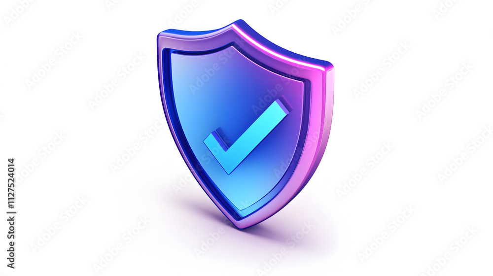 cartoon 3d Icon safety shield check mark perspective . Blue and purple symbol security safety icon. Checkmark in minimalistic style. 3d vector illustration. white background cartoon 3d Icon safety shield check mark perspective . Blue and purple symbol security safety icon. Checkmark in minimalistic style. 3d vector illustration. white background