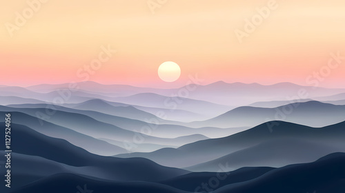 Mysterious ashen twilight landscape with ribbed texture hues. Ashen. Illustration