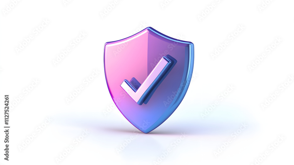 cartoon 3d Icon safety shield check mark perspective . Blue and purple symbol security safety icon. Checkmark in minimalistic style. 3d vector illustration. white background cartoon 3d Icon safety shield check mark perspective . Blue and purple symbol security safety icon. Checkmark in minimalistic style. 3d vector illustration. white background