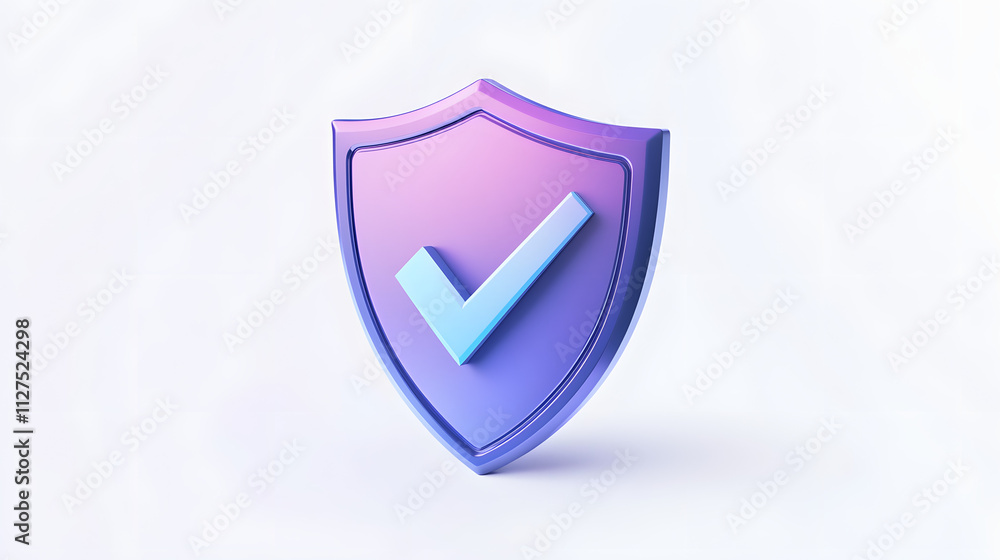 cartoon 3d Icon safety shield check mark perspective . Blue and purple symbol security safety icon. Checkmark in minimalistic style. 3d vector illustration. white background cartoon 3d Icon safety shield check mark perspective . Blue and purple symbol security safety icon. Checkmark in minimalistic style. 3d vector illustration. white background