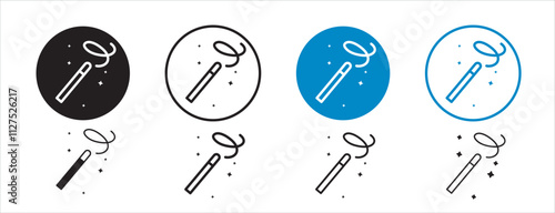 Set of 8 "Magic" icons with an unexpanded vector & 1 silhouette - Magic icon wand with sparkles enchantment fantasy n mystical power magical wand