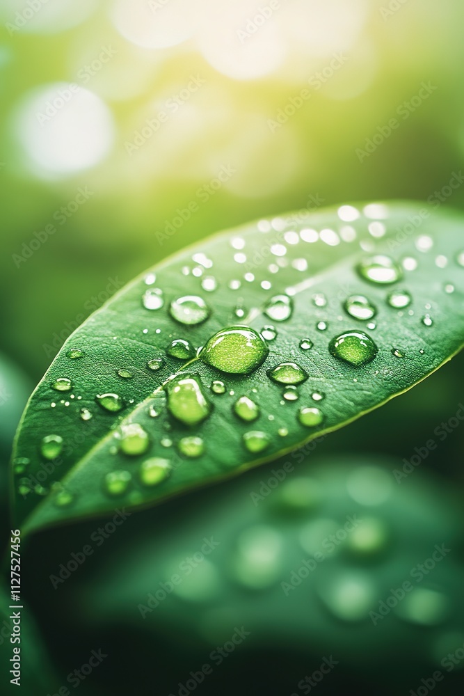 close-up of water droplets on green leaf symbolizing nature purity close-up of water droplets on green leaf symbolizing nature purity