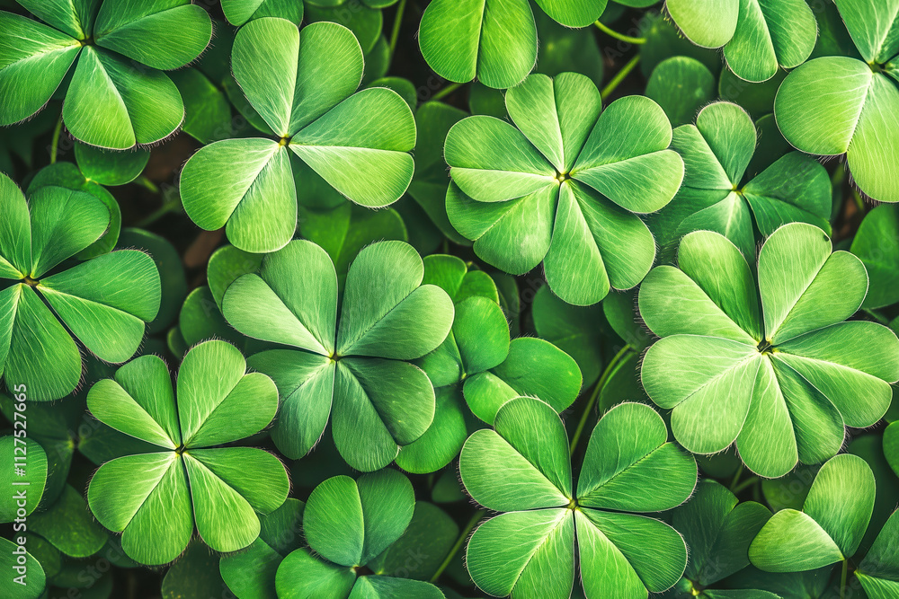 Close-up shot of vibrant green clover or shamrocks Close-up shot of vibrant green clover or shamrocks