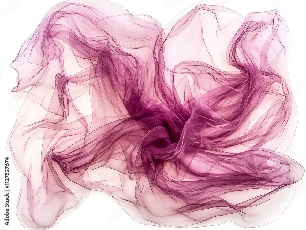 Swirling purple and white ribbons come together in an abstract design to create a dynamic and visually striking composition on a white, isolated background. Swirling purple and white ribbons come together in an abstract design to create a dynamic and visually striking composition on a white, isolated background.