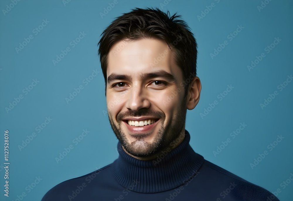Fototapeta premium Morning coffee time. Lifestyle concept. Drinking decaf. Man drinking tea. Warm morning relax. Coffee break with barista man. Mature man choose decaf coffee cup isolated on blue. Choosing cappuccino
