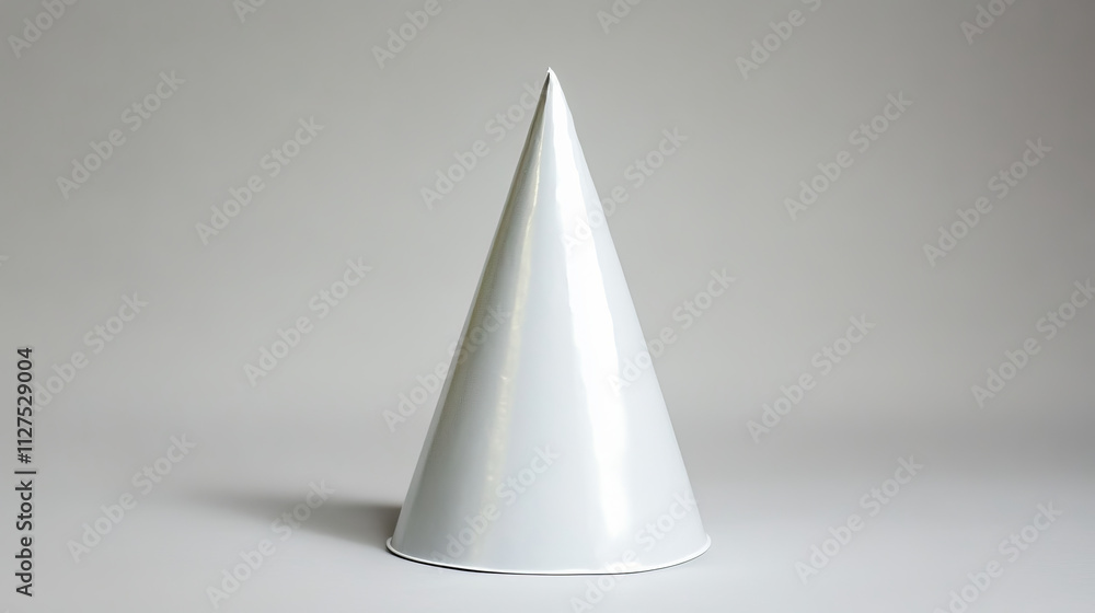 Fototapeta premium White party hat for birthday, anniversary, christmas celebration. Vector realistic 3d mockup of blank cone head caps for carnival, holidays and festive isolated on white background