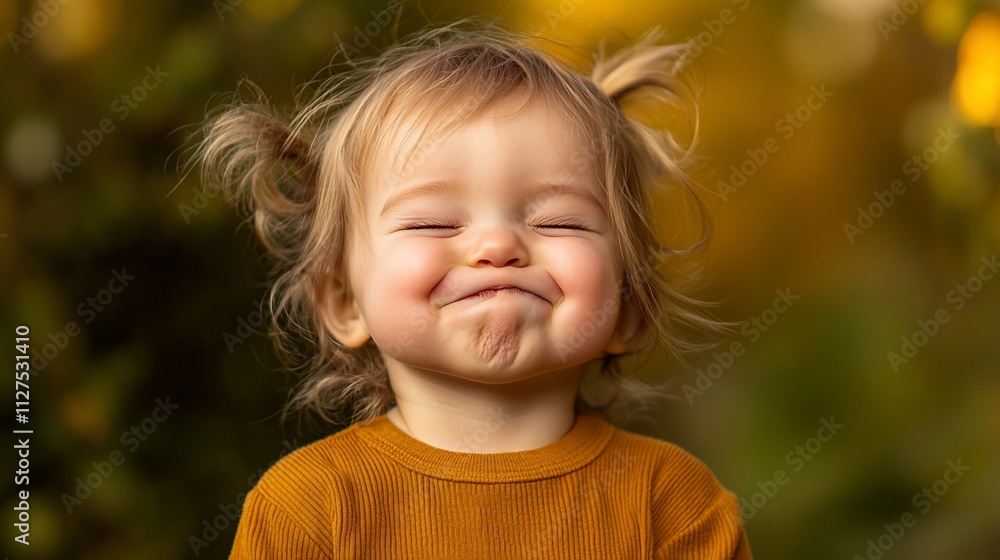 Cute toddler girl with funny face outdoors. Cute toddler girl with funny face outdoors.