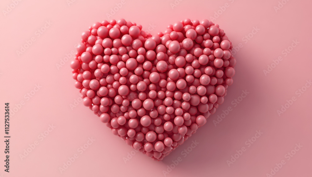 Multicolored Balloon Love Heart. Pink, Polka Dot and Striped Balloons arranged in a heart shape. 3D Render Multicolored Balloon Love Heart. Pink, Polka Dot and Striped Balloons arranged in a heart shape. 3D Render