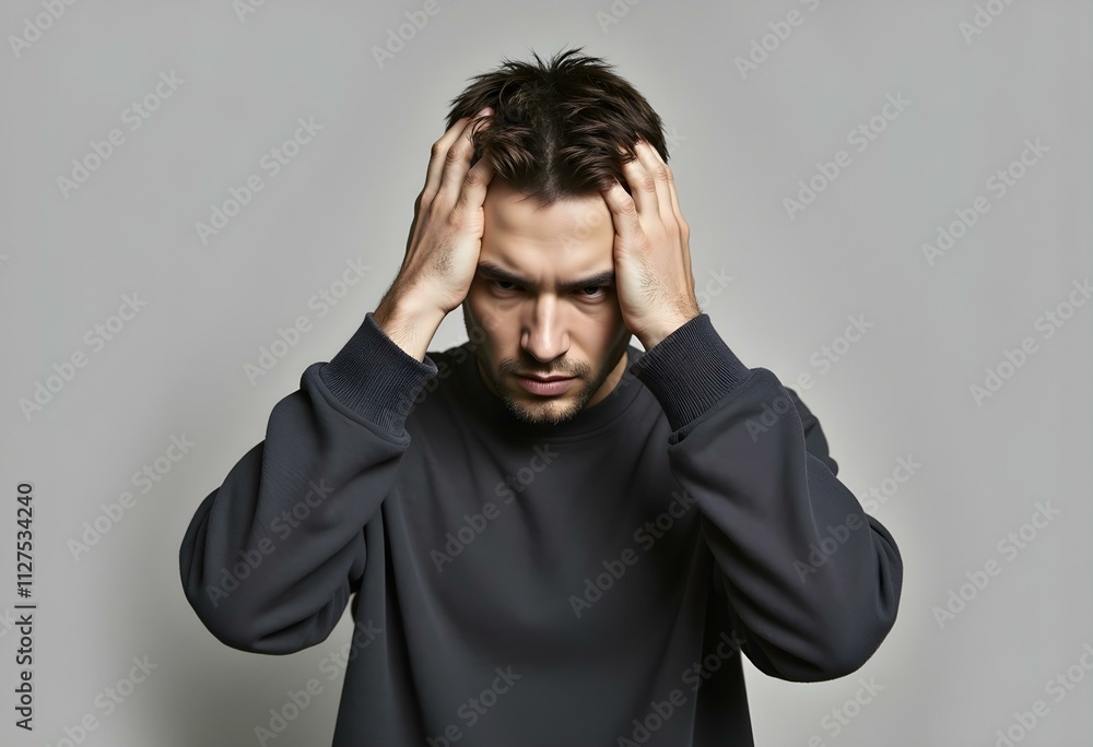 Stressed lonely man holding his head, feeling anxious. Man experiencing mental health issues worry frustration and emotional stress. Concept of anxiety and mental health. Worried man feeling stress. Stressed lonely man holding his head, feeling anxious. Man experiencing mental health issues worry frustration and emotional stress. Concept of anxiety and mental health. Worried man feeling stress.