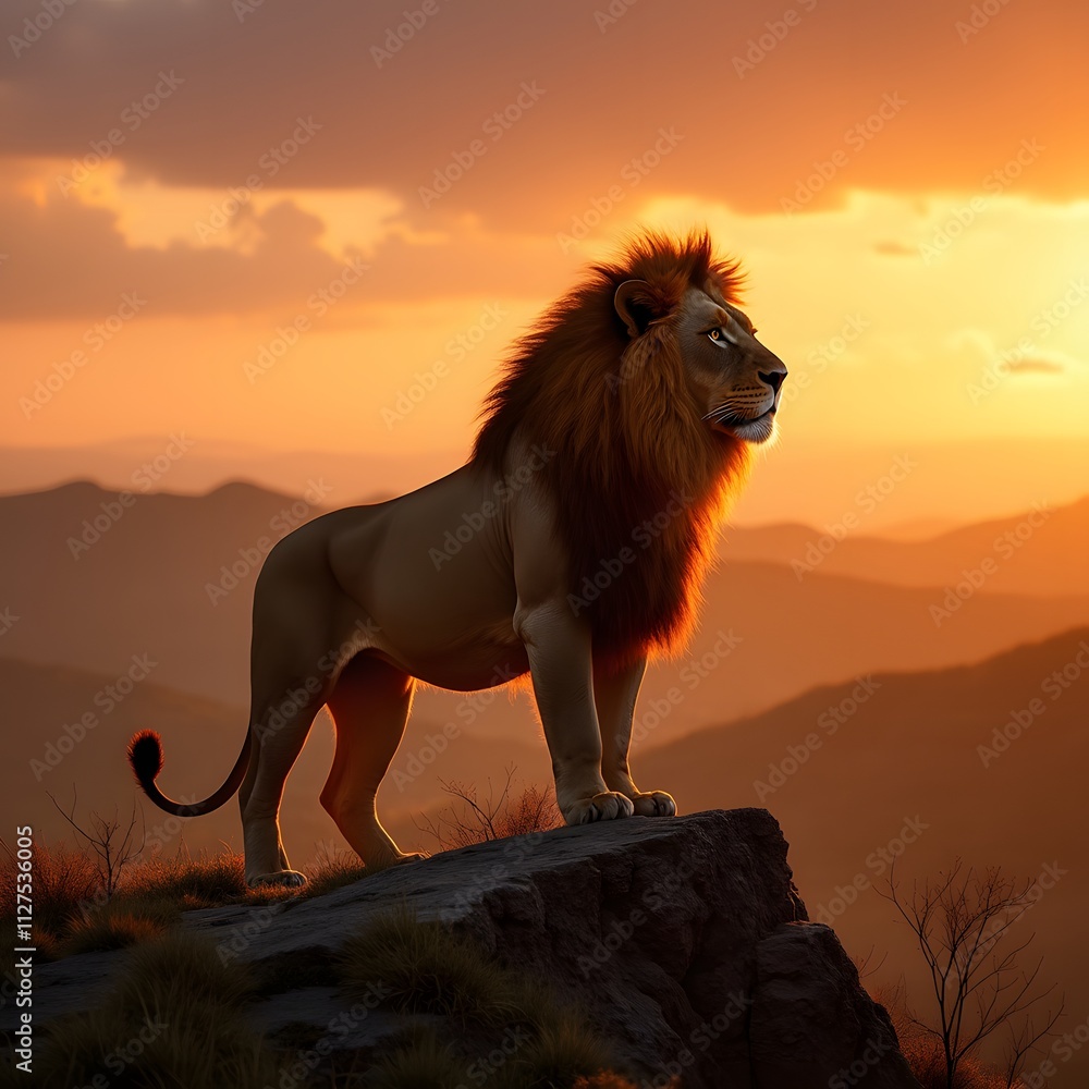 A majestic lion standing on a hilltop at sunset, with its mane flowing in the wind. An AI-generated image of a majestic lion standing proudly on a hilltop at sunset. A majestic lion standing on a hilltop at sunset, with its mane flowing in the wind. An AI-generated image of a majestic lion standing proudly on a hilltop at sunset.