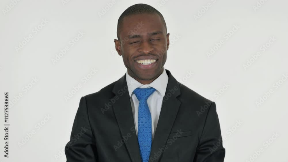 Portrait of African Businessman Pointing at Camera on White Background Portrait of African Businessman Pointing at Camera on White Background