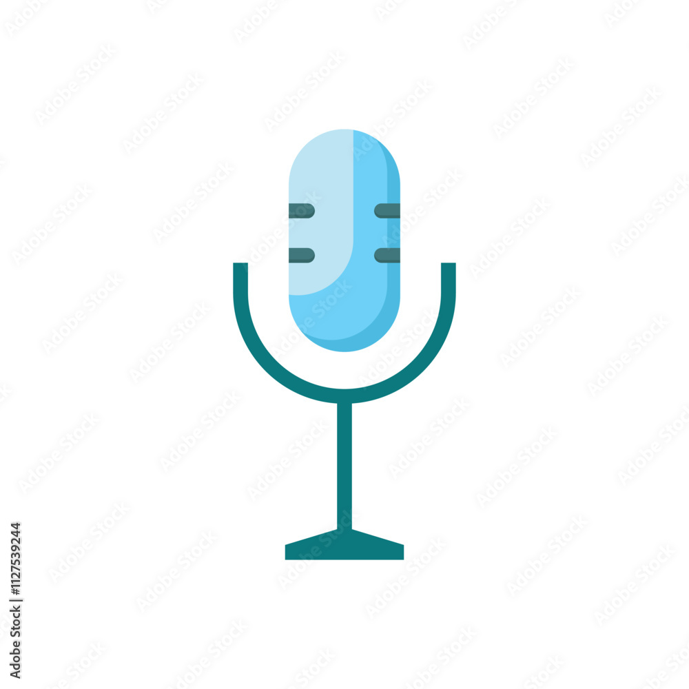 microphone flat icon, podcast vector design illustration, isolated on white background. microphone flat icon, podcast vector design illustration, isolated on white background.