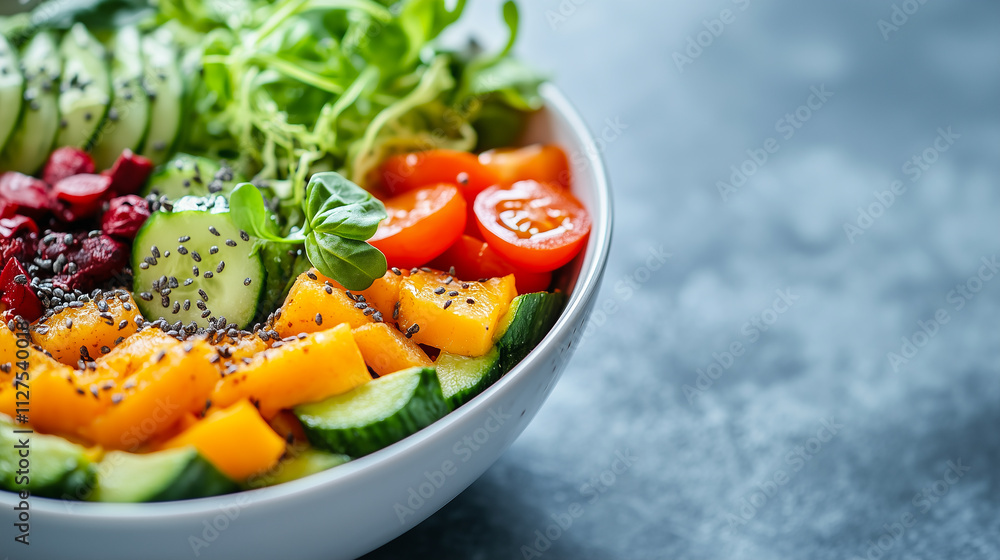 Colorful and Nutritious Salad Bowl Showcasing Fresh Ingredients for a Healthy Meal in a Modern Kitchen Setting