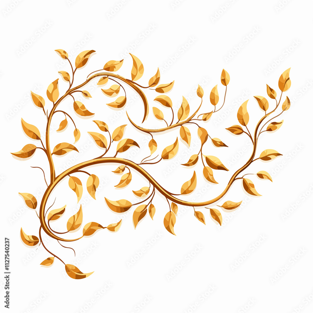 Beautiful Autumn Golden Branch Nature Icon for Seasons Graphics Beautiful Autumn Golden Branch Nature Icon for Seasons Graphics