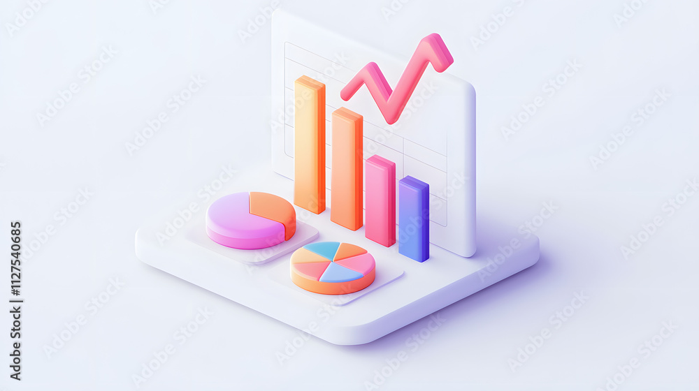 lying composition 3d icon, UI icon, a chart icon, bar chart has a rising arrow on it, bar chart, pie chart, a rising arrow, frosted glass, transparent, white background, transparent technology sense lying composition 3d icon, UI icon, a chart icon, bar chart has a rising arrow on it, bar chart, pie chart, a rising arrow, frosted glass, transparent, white background, transparent technology sense