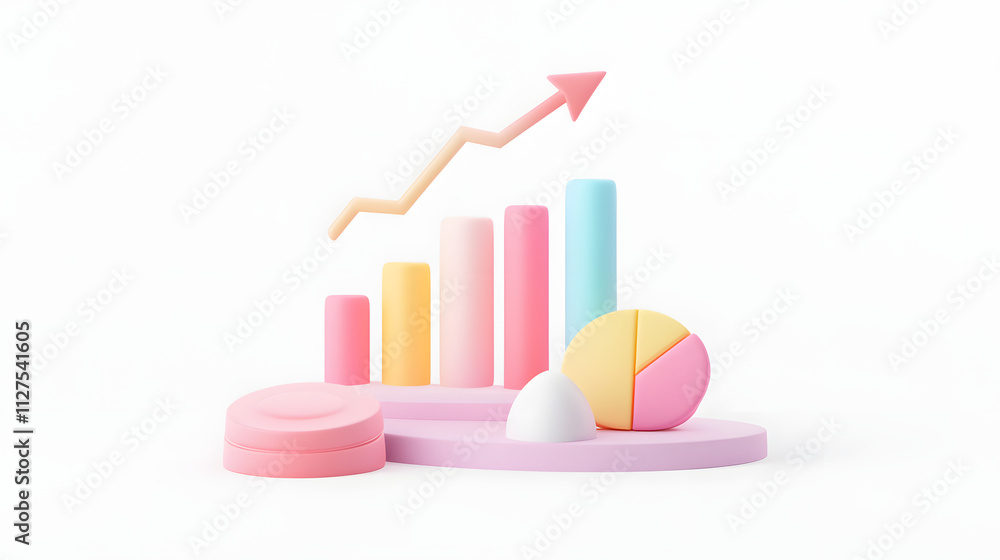 lying composition 3d icon, UI icon, a chart icon, bar chart has a rising arrow on it, bar chart, pie chart, a rising arrow, frosted glass, transparent, white background, transparent technology sense lying composition 3d icon, UI icon, a chart icon, bar chart has a rising arrow on it, bar chart, pie chart, a rising arrow, frosted glass, transparent, white background, transparent technology sense