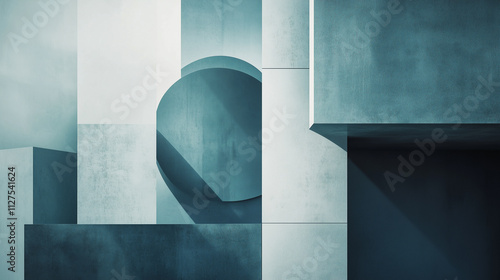 Obraz na płótnie Modern Minimalist Design Featuring Abstract Geometric Shapes in Muted Blue and Gray Tones for Contemporary Presentations w salonie