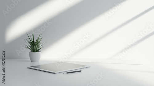 Minimalist Workspace Design With Digital Tablet and Plant Promotes Creativity and Modern Solutions