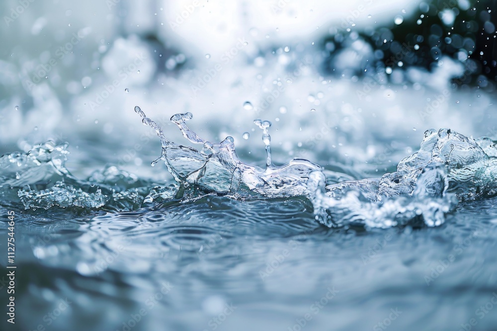 A splash of water hits the surface of a calm lake A splash of water hits the surface of a calm lake