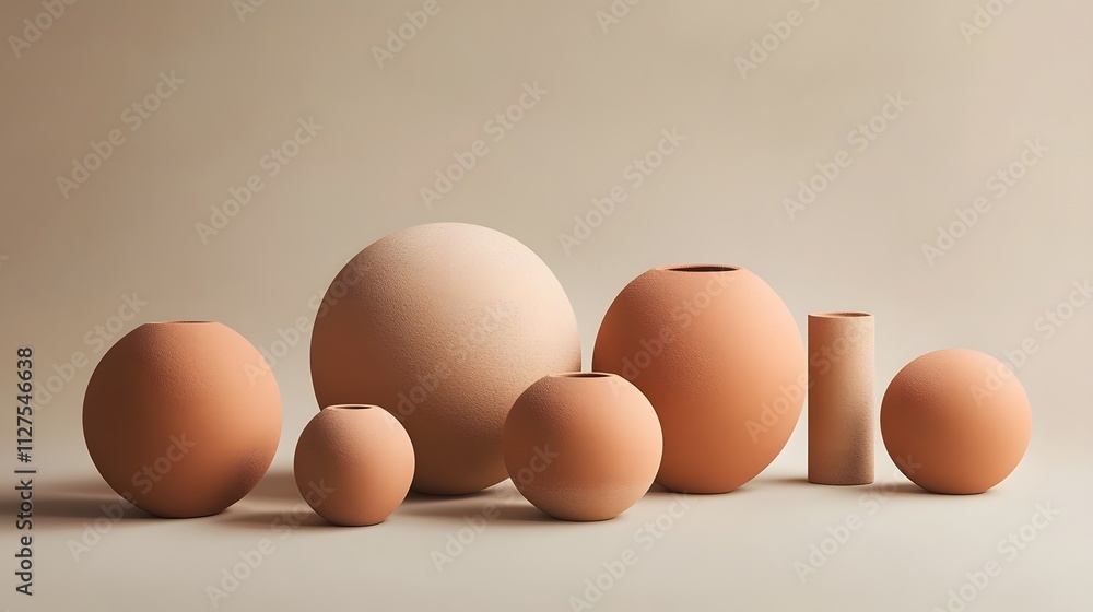 Spherical shapes in earthy terracotta Spherical shapes in earthy terracotta