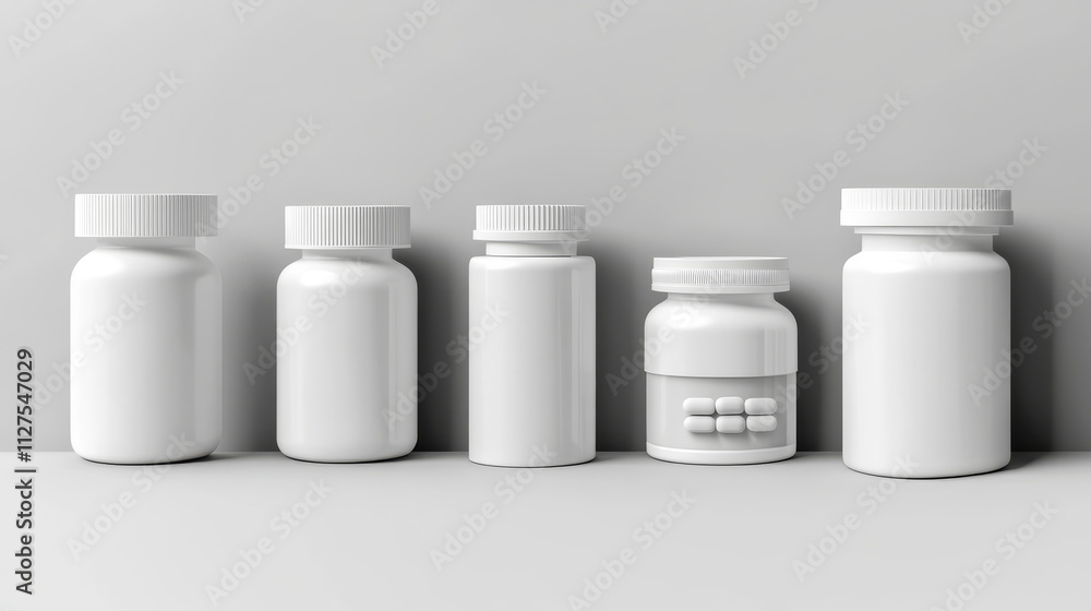 White plastic pill bottle mockup. Realistic 3d vector illustration set of vitamin or supplement jar template. Closed package container for medicine with cap. Pharmacy cylinder packaging canister. White plastic pill bottle mockup. Realistic 3d vector illustration set of vitamin or supplement jar template. Closed package container for medicine with cap. Pharmacy cylinder packaging canister.