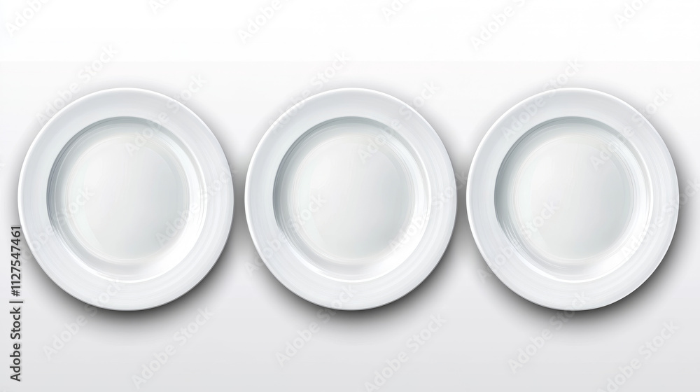 Empty white porcelain dinner plates top and side angles of view on transparent background. Realistic 3d vector ceramic dishware with smooth surface. Clean tableware mockup for menu presentation. Empty white porcelain dinner plates top and side angles of view on transparent background. Realistic 3d vector ceramic dishware with smooth surface. Clean tableware mockup for menu presentation.