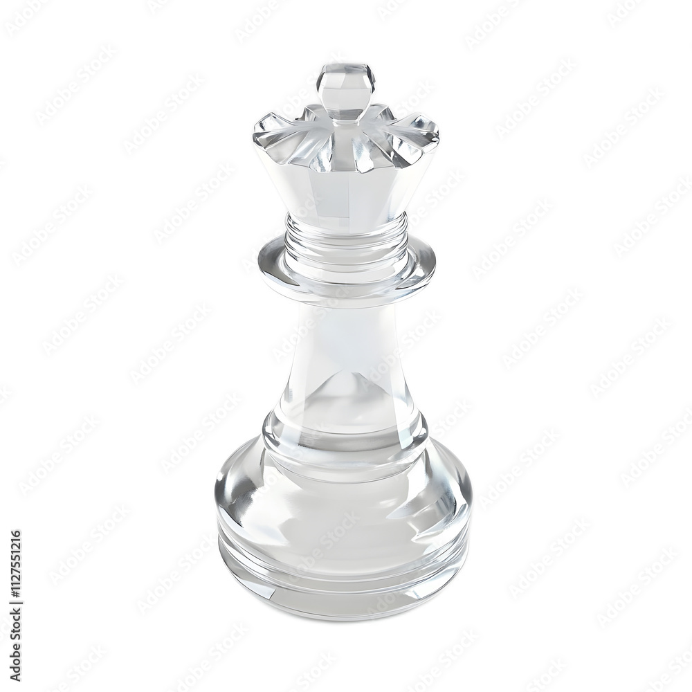 Elegant Transparent Glass Chess King Piece on White Background Elegant Transparent Glass Chess King Piece on White Background