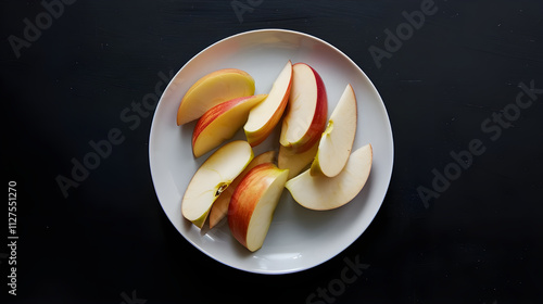 Sliced red apples on a plate. photo