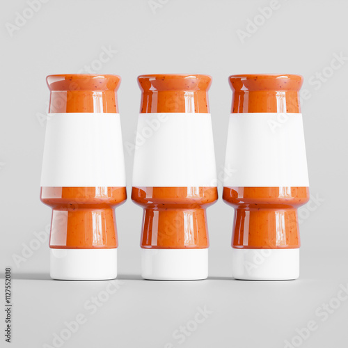 Sauce bottle with lid white color isolated on white background 3D render illustration for mockup collection photo