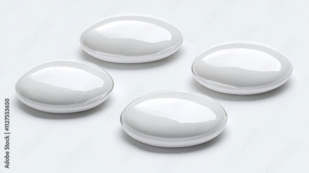 A light gray gradient background adorned with glossy water droplets generates a calming atmosphere. A light gray gradient background adorned with glossy water droplets generates a calming atmosphere.