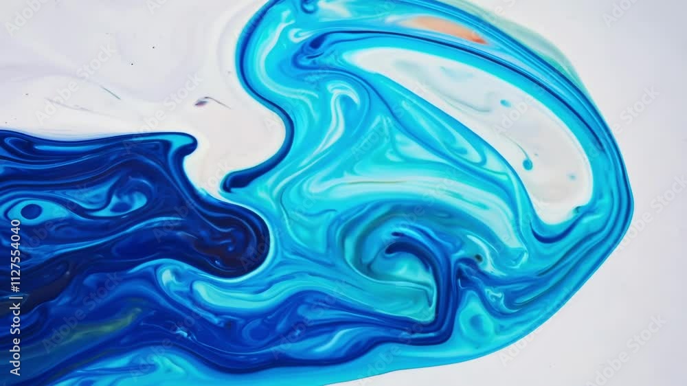Bright blue paint swirls and flows gracefully over a white surface, creating stunning patterns and textures. The movement highlights the fluidity and beauty of color mixing. Bright blue paint swirls and flows gracefully over a white surface, creating stunning patterns and textures. The movement highlights the fluidity and beauty of color mixing.