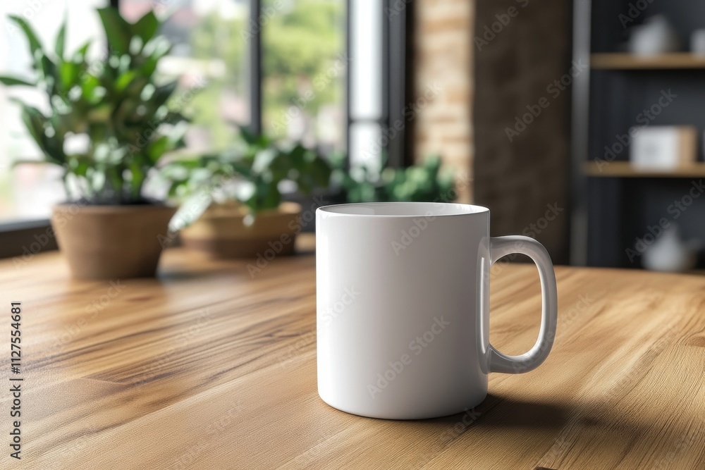 A simple white ceramic mug with an understated elegance. A simple white ceramic mug with an understated elegance.