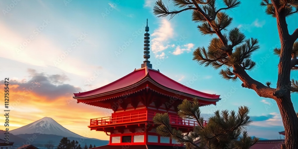 chinese temple at sunset