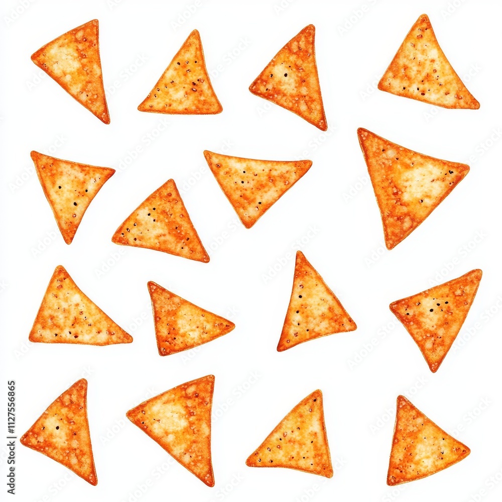 Dynamically positioned crispy potato chips against a clean, white background. Perfect for depicting snack time or mouth-watering side treats. Dynamically positioned crispy potato chips against a clean, white background. Perfect for depicting snack time or mouth-watering side treats.