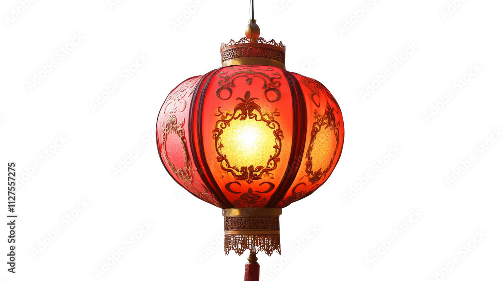 Glowing Chinese red lantern with ornate design Glowing Chinese red lantern with ornate design